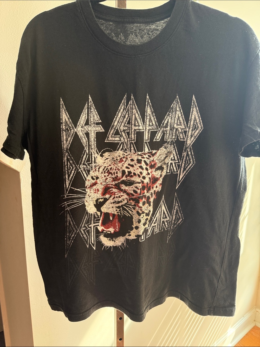 Def Leppard Kids Black Short Sleeve Tee with Leopard Graphic